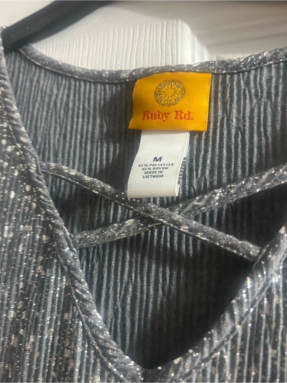 Ruby Rd. Silver Sparkle V-Neck Tunic - Picture 2 of 3